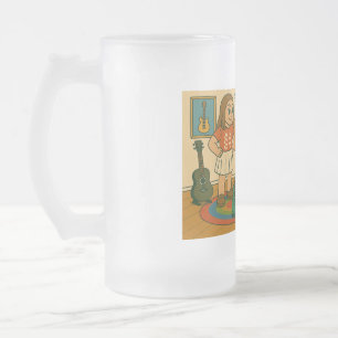 Caneca De Cerveja Vidro Jateado Ele tem guitarras legais