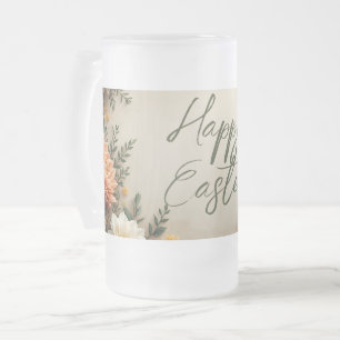 Caneca De Cerveja Vidro Jateado Elegância Floral - Saudações de Páscoa de Primaver
