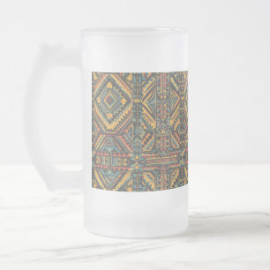 Caneca De Cerveja Vidro Jateado "Elegância Geométrica Séculos-Velha" Azul Frosty 4