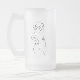 Caneca De Cerveja Vidro Jateado Elegância Materna: Mulheres Grávidas Arte em Linha