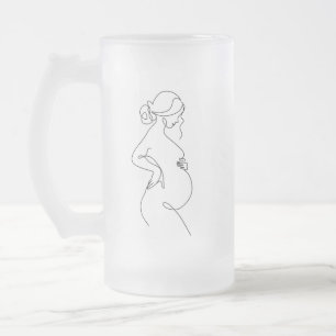Caneca De Cerveja Vidro Jateado Elegância Materna: Mulheres Grávidas Arte em Linha