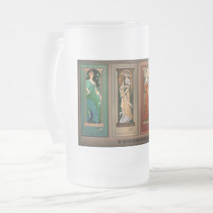 Caneca De Cerveja Vidro Jateado Élisabeth Sonrel Art Nouveau Maiden Bird Series
