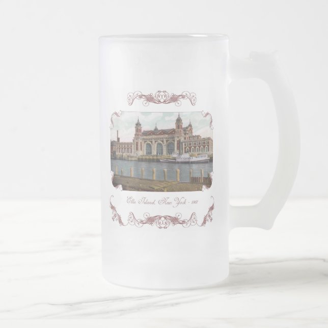 Caneca De Cerveja Vidro Jateado Ellis Island Victorian Coffee Mug (Direita)