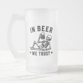 Caneca De Cerveja Vidro Jateado Em cerveja nós confiamos esqueleto gelado Beer Pon