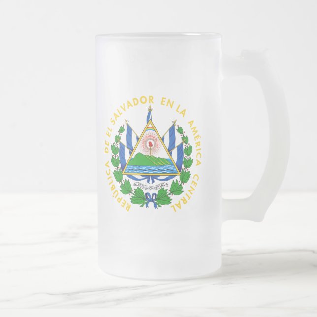 Caneca De Cerveja Vidro Jateado emblema de El Salvador (Direita)