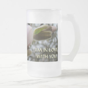 Caneca De Cerveja Vidro Jateado ENAMORADO de VOCÊ! Caneca de Vidro Fosco MAGNÓLIAS