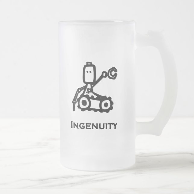 Caneca De Cerveja Vidro Jateado Engenheiro Bot Ingenuity (Direita)