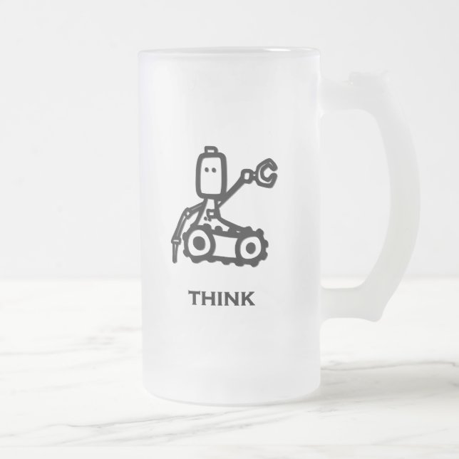 Caneca De Cerveja Vidro Jateado Engenheiro Bot Think (Direita)