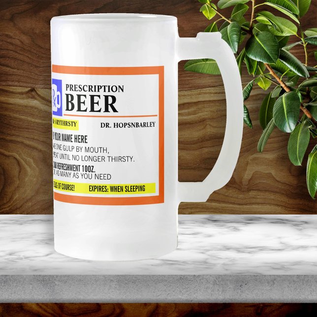 Caneca De Cerveja Vidro Jateado Engraçada Receita de Cerveja (Criador carregado)