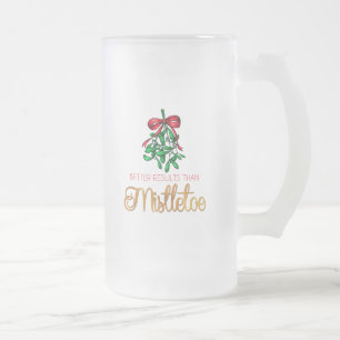 Caneca De Cerveja Vidro Jateado Engraçado, Mistletocom Dourado