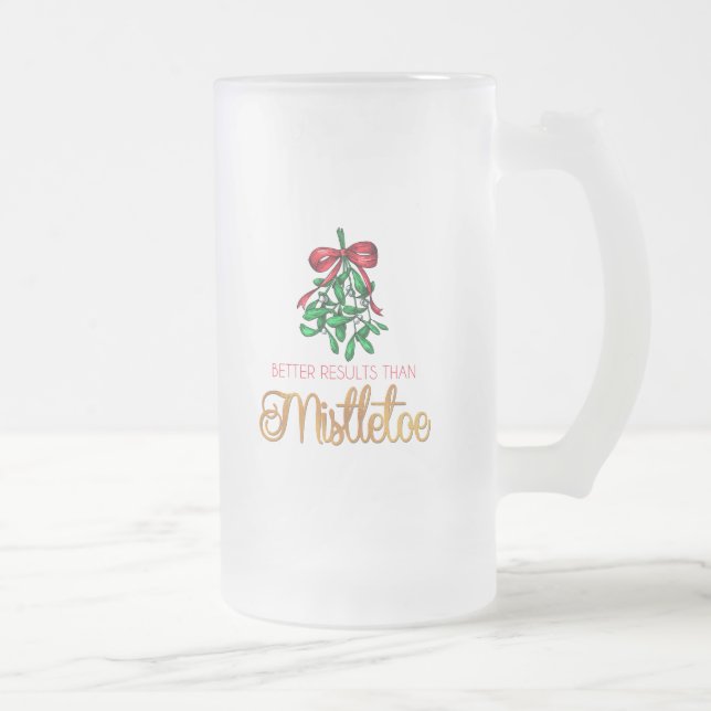 Caneca De Cerveja Vidro Jateado Engraçado, Mistletocom Dourado (Direita)