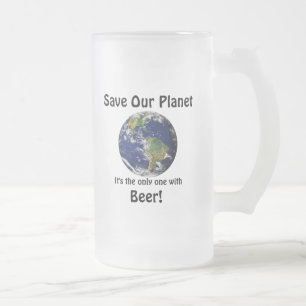Caneca De Cerveja Vidro Jateado Engraçado Salvar nossa Cotação do Planeta
