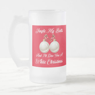 Caneca De Cerveja Vidro Jateado Engraçado Sarcástico Jingle My Balls White Christm