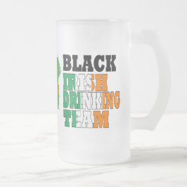 Caneca De Cerveja Vidro Jateado Equipe de bebendo da Irlanda Negra