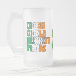 Caneca De Cerveja Vidro Jateado Equipe de bebendo de raparigas irlandesas
