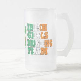 Caneca De Cerveja Vidro Jateado Equipe de bebendo de raparigas irlandesas