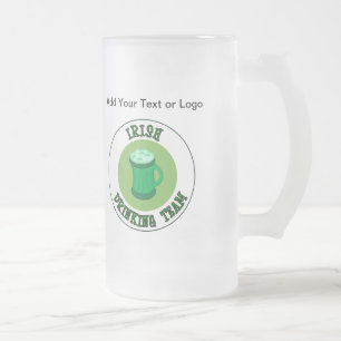 Caneca De Cerveja Vidro Jateado Equipe de Bebendo irlandesa e Benção de Beer Mug -
