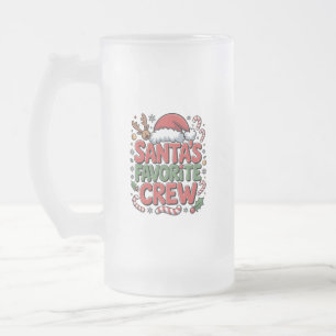 Caneca De Cerveja Vidro Jateado Equipe Favorita do Papai Noel