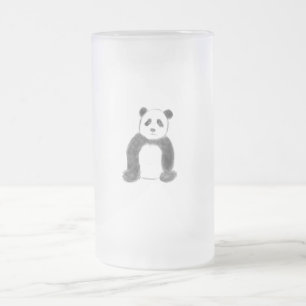 Caneca De Cerveja Vidro Jateado Esboço preto e branco do panda
