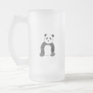 Caneca De Cerveja Vidro Jateado Esboço preto e branco do panda