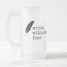 Caneca De Cerveja Vidro Jateado Escreva Sem Medo Edite Sem Misericórdia Escritores