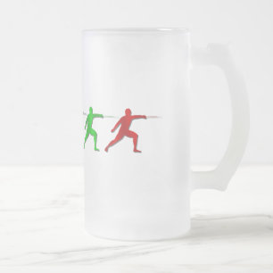 Caneca De Cerveja Vidro Jateado Esgrimistas do Epee que cercam os esportes das