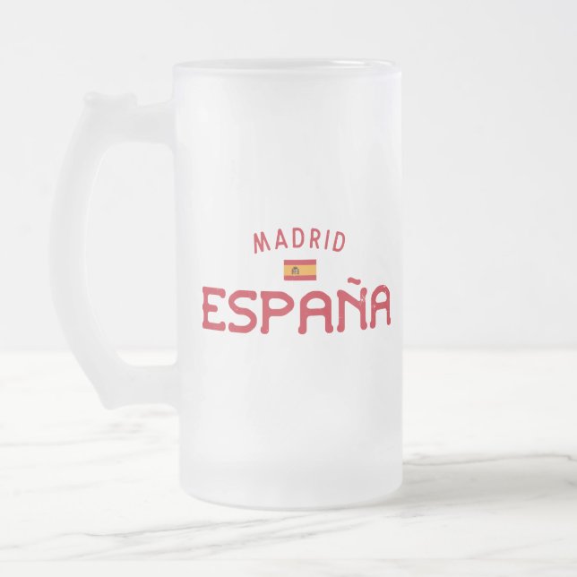 Caneca De Cerveja Vidro Jateado Espanha de Madrid em dificuldades (Espanha) (Esquerda)