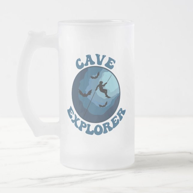 Caneca De Cerveja Vidro Jateado Espelhamento De Cavernas Do Cave Explorer (Esquerda)