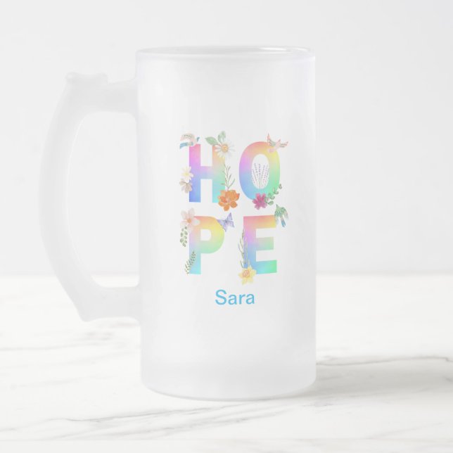 Caneca De Cerveja Vidro Jateado Esperança de inspiração motivacional artística pos (Esquerda)