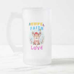 Caneca De Cerveja Vidro Jateado Esperança Fé Amor