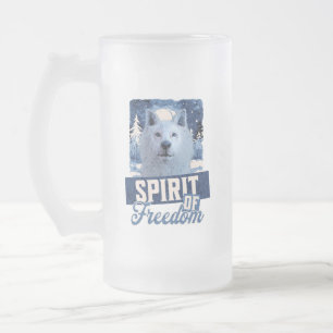 Caneca De Cerveja Vidro Jateado Espírito de Liberdade do Lobo Ártico