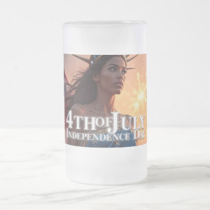 Caneca De Cerveja Vidro Jateado Esplêndido Design de 4 de julho - Fireworks & Free