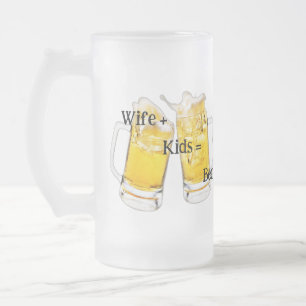 Caneca De Cerveja Vidro Jateado Esposa+Crianças=Fosco de cerveja