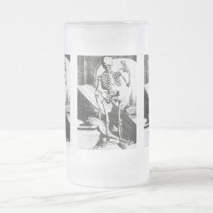 Caneca De Cerveja Vidro Jateado Esqueleto de Anatomia Humani Corporis