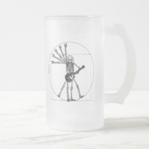 Caneca De Cerveja Vidro Jateado Esqueleto de Vitruvian