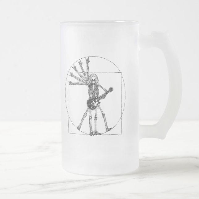 Caneca De Cerveja Vidro Jateado Esqueleto de Vitruvian (Direita)