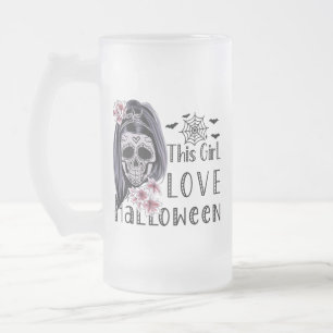 Caneca De Cerveja Vidro Jateado Essa Menina Adorou Halloween