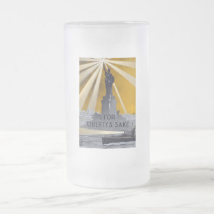 Caneca De Cerveja Vidro Jateado Estátua da Liberdade, Marinha dos EUA Proteja a Am
