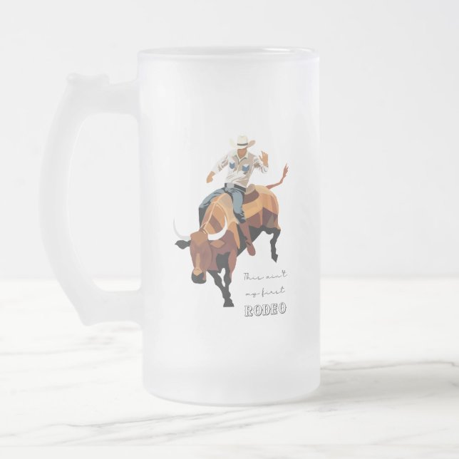 Caneca De Cerveja Vidro Jateado Este não é meu primeiro RODEO: Bull Rider (Esquerda)
