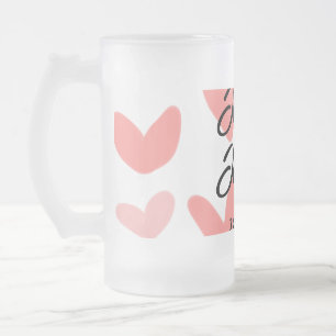 Caneca De Cerveja Vidro Jateado estilo de texto minimalista simples branco coração