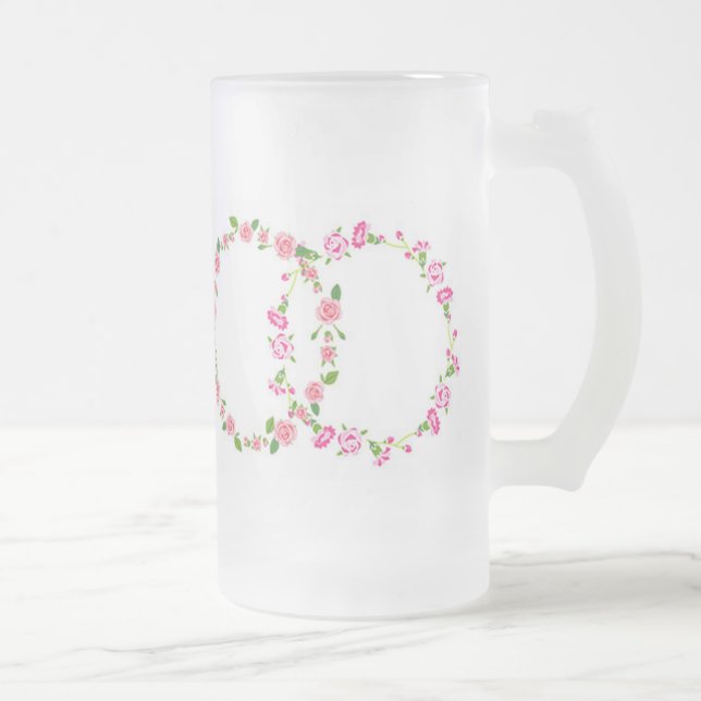 Caneca De Cerveja Vidro Jateado Estilos Clássicos Florais (Direita)