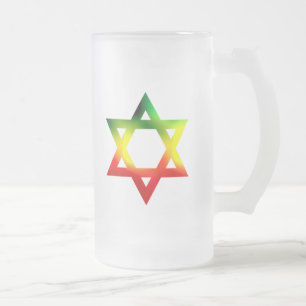 Caneca De Cerveja Vidro Jateado Estrela de David