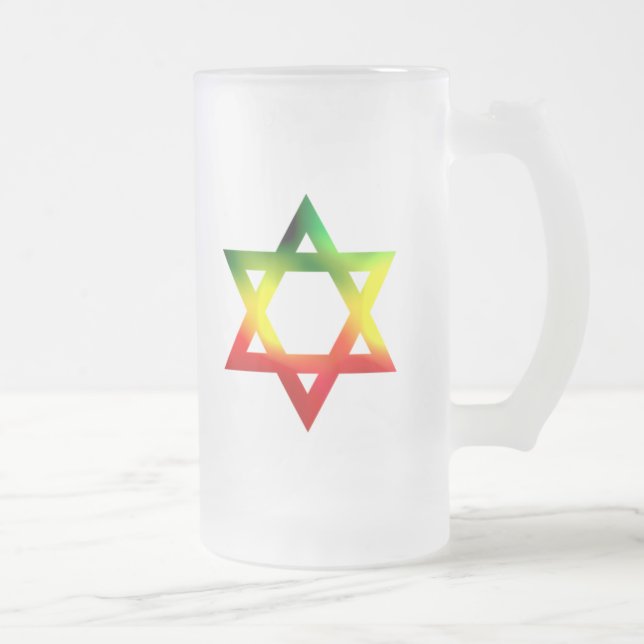 Caneca De Cerveja Vidro Jateado Estrela de David (Direita)