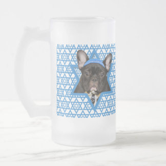Caneca De Cerveja Vidro Jateado Estrela de David de Hanukkah - buldogue francês -