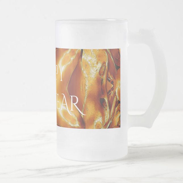 Caneca De Cerveja Vidro Jateado Estrela Elegante de Cobre Dourada do feliz ano nov (Direita)