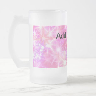 Caneca De Cerveja Vidro Jateado Estrelas simples de brilho rosa vermelho adicione