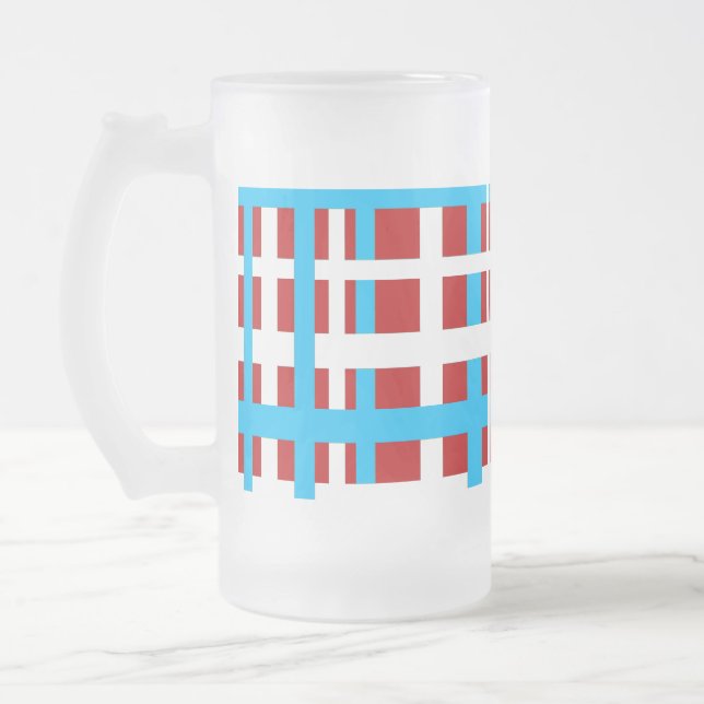 Caneca De Cerveja Vidro Jateado Estrias de entrelaçamento Vermelho Branco Azul Cla (Esquerda)