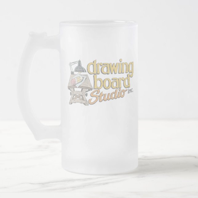 CANECA DE CERVEJA VIDRO JATEADO ESTÚDIO DE DESENHO  (Esquerda)