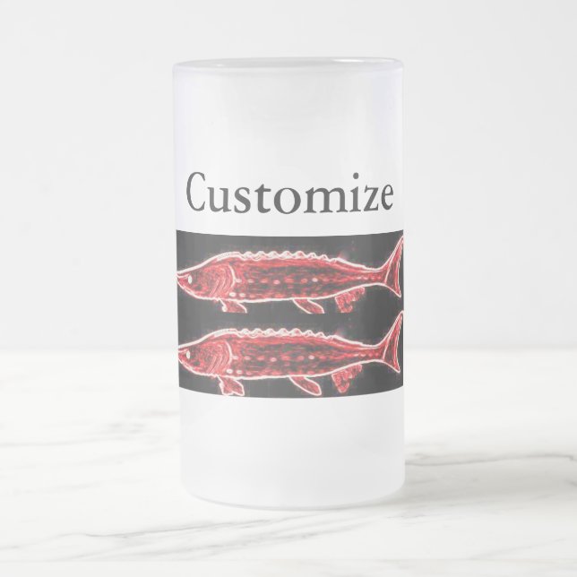 Caneca De Cerveja Vidro Jateado esturjão vermelho submarino Thunder_Cove (Centro)