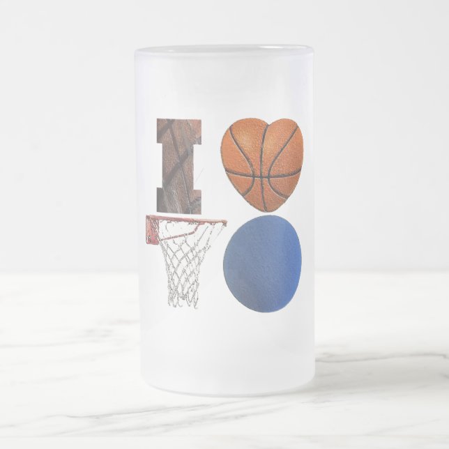 Caneca De Cerveja Vidro Jateado Eu adoro Copa de Basquete (Centro)